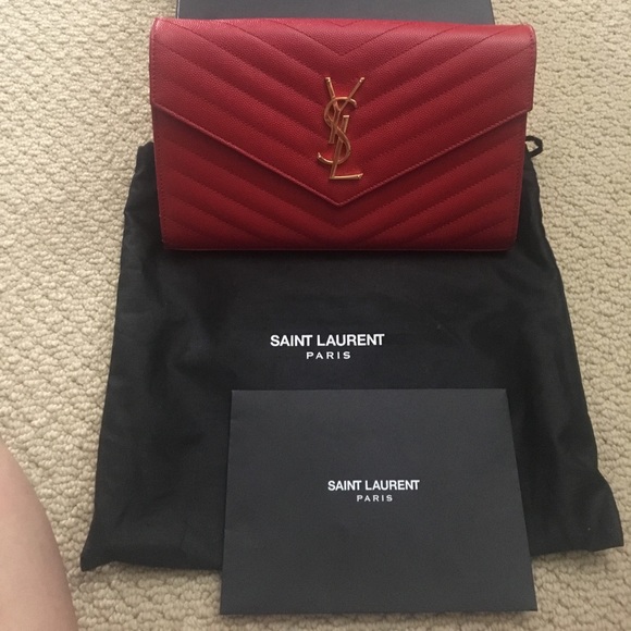 Yves Saint Laurent Handbags - YSL red wallet purse. Comes with dust bag and box.